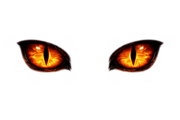 Dragon eyes glowing with a powerful orange light, creating an intense, scary, and evil stare. Fantasy and creature concept
