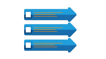 Three blue file folders with yellow lines isolated on transparent background