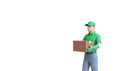 Delivery Man Holding Cardboard Box