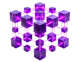 Abstract digital cube structure with glowing lines