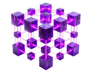 Abstract digital cube structure with glowing lines