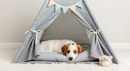 dog in a tent