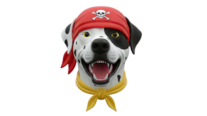 Dalmatian Dog Wearing Pirate Bandana and Yellow Scarf