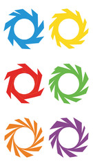 Obraz premium Colorful Abstract Circular Shapes with Jagged Edges - Set of Six