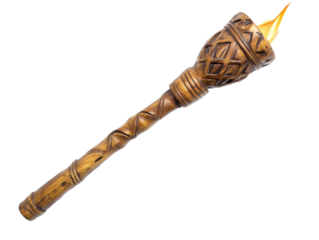 Burning Wooden Torch Isolated