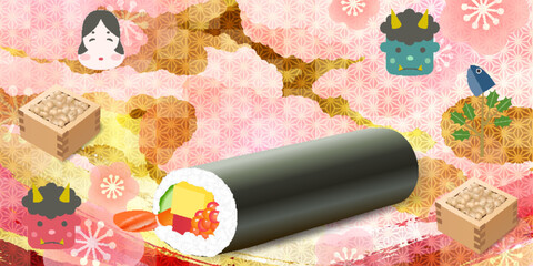 節分　豆　鬼　春　背景