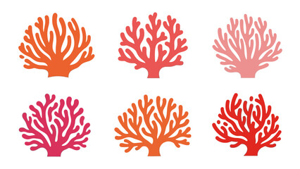 Coral Reef Silhouettes Collection: Vibrant Colors, Underwater Life Icons