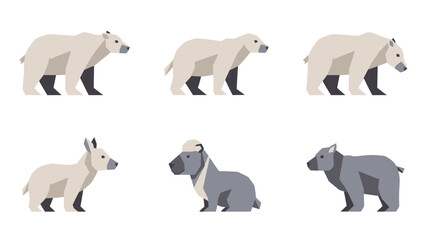 Cute Cartoon Animals Collection: Polar Bear, Donkey, Capybara, Wombat