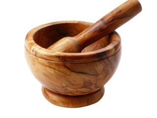 Olive Wood Mortar and Pestle Isolated