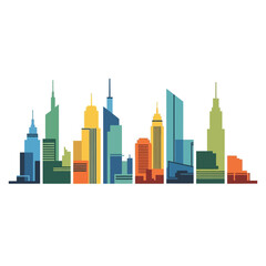 Obraz premium Modern City Skyline - Colorful Buildings Flat Vector Illustration
