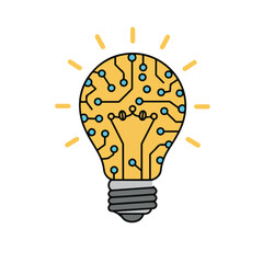 Fototapeta premium Smart Innovation Vector Illustration: Digital Idea Lightbulb Icon for Tech Solutions