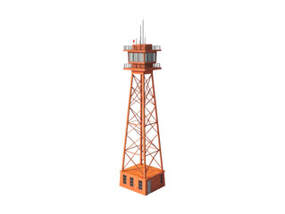Orange industrial observation tower isolated