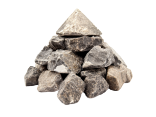 Stone pyramid of rough gray rocks