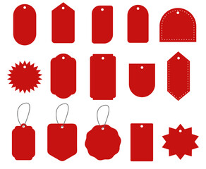 Price tag label background collection.  red ribbon discount sale vector illustration 
