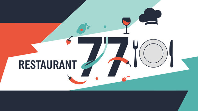 Restaurant 77 logo template