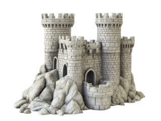 Stone Castle Fortress on Rocky Cliffs