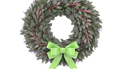 Green Boxwood Wreath with Lime Green Bow