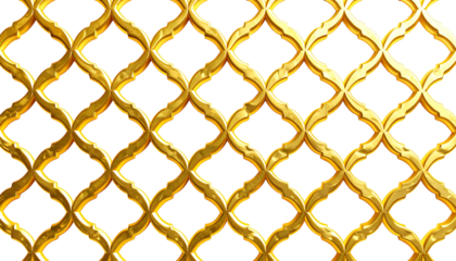 Gleaming, ornate, golden latticework pattern on a black backdrop