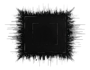 Dark, abstract square with fringed edges, a digital aesthetic