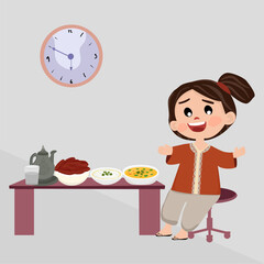 Muslim Woman Preparing Iftar Food at Home During Ramadan