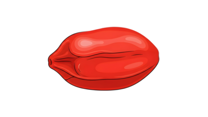 Juicy Red Pout Lips Vector Illustration. Pop Art Style Glossy Female Mouth Icon Isolated on Black Background.