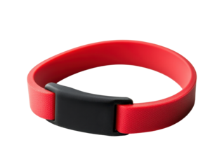 Red silicone wristband with black clasp