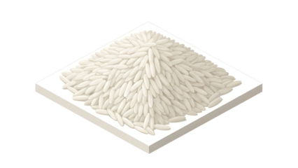 Isometric Rice Grain Pile Vector Art. Staple Food Ingredient Illustration Isolated on White Platform.
