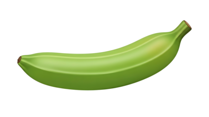 Vibrant Unripe Green Banana (Plantain) Icon Isolated on Black. Tropical Raw Fruit Digital Graphic.