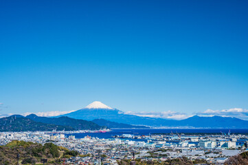 静岡県日本平からの駿河湾と富士山