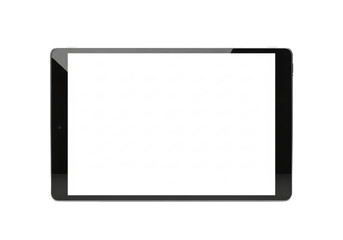 ultra-slim space gray aluminum tablet, blank white screen, centered, isolated on a seamless transparent background using high-key studio lighting, showcasing material texture. concept for digital