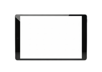 ultra-slim space gray aluminum tablet, blank white screen, centered, isolated on a seamless transparent background using high-key studio lighting, showcasing material texture. concept for digital