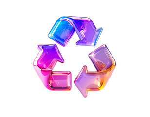 Colorful, glossy three-arrow symbol on black background