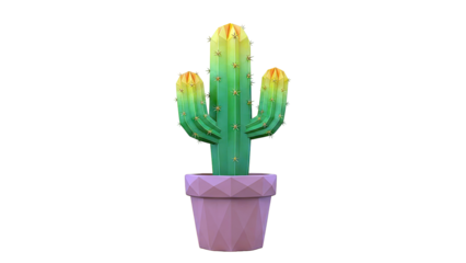 Low Poly Cartoon Cactus in a Pot