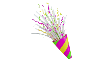 Confetti Popper with Pink, Yellow, and Green Stripes