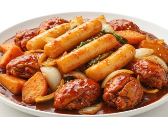 dakgalbi spicy stir fried chicken with vegetables