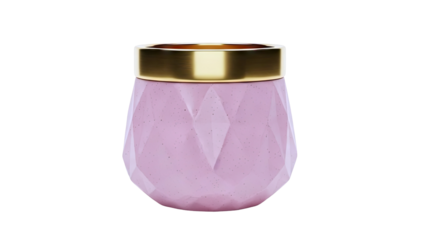 Pink Geometric Candle Holder with Gold Rim