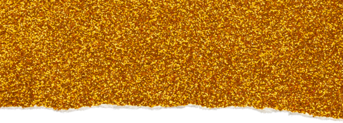 Ripped gold glitter paper torn edges strips isolated background