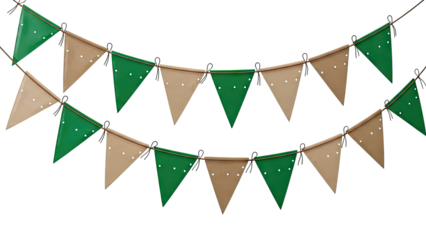 Green and Tan Triangle Bunting with White Polka Dots