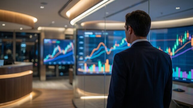 SEORANG SEDANG MELIHAT GRAFIK SAHAM
