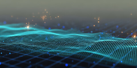 Futuristic digital blue wave virtual art light design science motion electric illustration explosion glowing line ai analysis finance connectivity technology tech energy space background