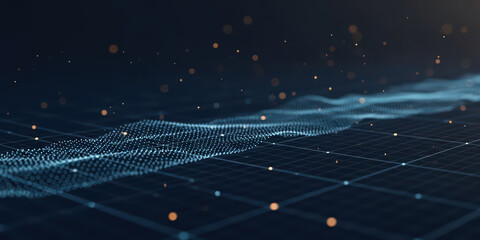 Futuristic digital blue wave virtual art light design science motion electric illustration explosion glowing line ai analysis finance connectivity technology tech energy space pulse across dark