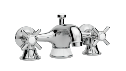Polished Chrome and White Faucet with Cross Handles