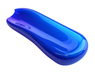 Abstract, smooth, glossy blue shape with highlights against a black backdrop