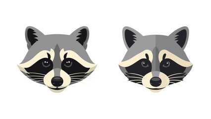 Obraz premium Charming flat design raccoon portraits, ideal for various graphic projects and wildlife themes