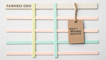 Fairness Grid Concept Displaying Colorful Strips and Tag Highlighting Equity Requires Balance in Business and Society
