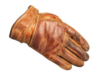 Vintage worn leather work glove isolated
