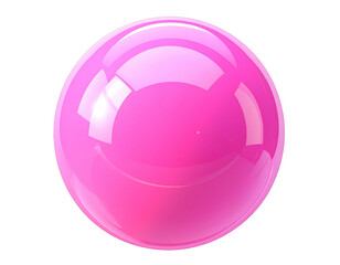 Glossy, perfectly round, vibrant pink sphere against a stark black background