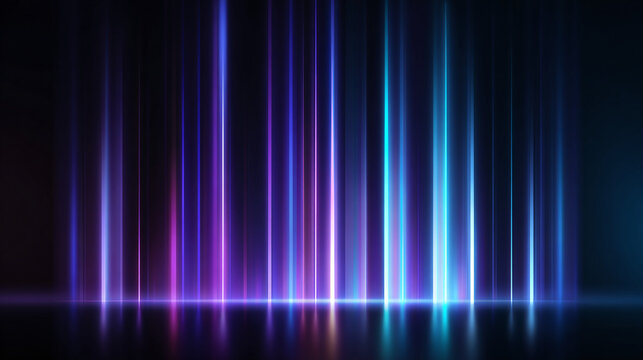 Dynamic light beams in shades of purple and blue create a mesmerizing and vibrant abstract composition, perfect for modern design concepts. 