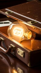 Light Bulb in Briefcase Creative Business Idea