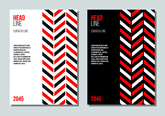 corporate annual report template collection, company identity card, business presentation vertical pages vector set, black and white abstract geometric minimalistic brochure cover